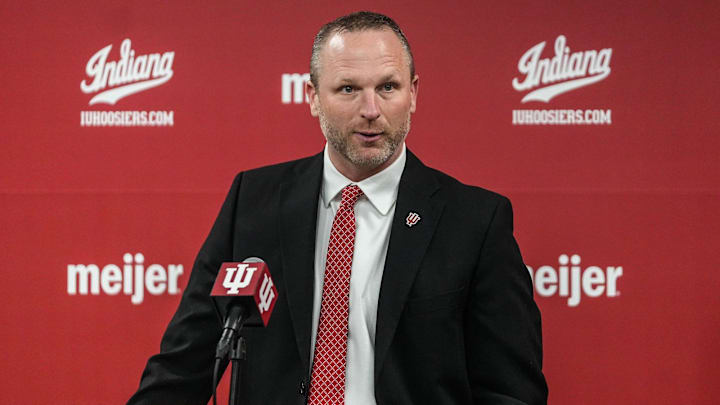 Indiana Hoosiers head basketball coach Darian DeVries speaks to the media on Wednesday, March 19, 2025.