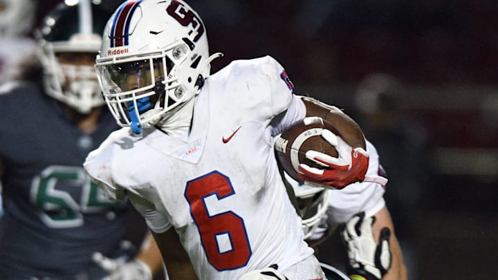 St. Ignatius senior RB Jarious Hogan rushed for 265 yards and five touchdowns and added a TD reception in a 45-28 win over Sacred Heart Cathedral at Kezar Stadium on Nov. 1. 