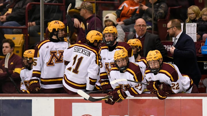 Former St. Cloud State coach Bob Motzko faces off with the Huskies for the first time as head coach of Minnesota Sunday, Dec. 29, 2019, at 3M Arena at Mariucci. Former St. Cloud State coach Bob Motzko faces off with the Huskies for the first time as head coach of Minnesota Sunday, Dec. 29, 2019, at 3M Arena at Mariucci.