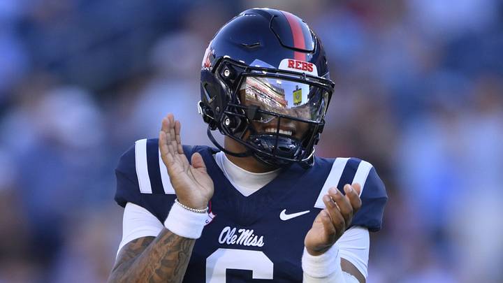 Ole Miss Rebels quarterback Trinidad Chambliss (6) warms up prior to a game against the Louisville Cardinals at Nissan Stadium. Ole Miss Rebels quarterback Trinidad Chambliss (6) warms up prior to a game against the Louisville Cardinals at Nissan Stadium.