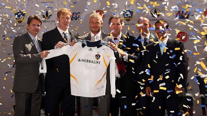 David Backham en su presentación como nuevo jugador de LA Galaxy
