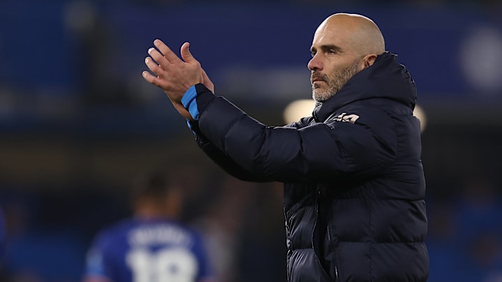 Maresca applauding the fans after Chelsea's draw against Arsenal.