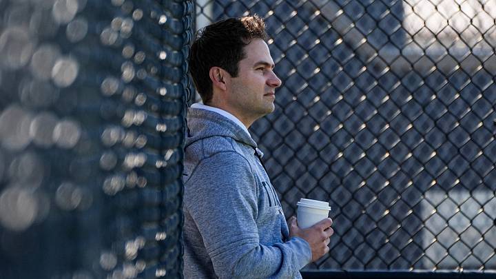 Detroit Tigers president of baseball operations Scott Harris watches practice during spring training at TigerTown in Lakeland, Fla. on Friday, Feb. 13, 2026.