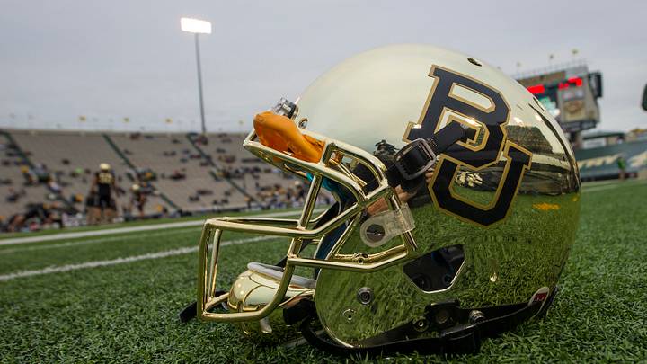 Oct 5, 2013; Waco, TX, USA; A view of the new chrome helmets of the Baylor Bears before the game against the West Virginia Mountaineers at Floyd Casey Stadium. Mandatory Credit: Jerome Miron-USA TODAY Sports Oct 5, 2013; Waco, TX, USA; A view of the new chrome helmets of the Baylor Bears before the game against the West Virginia Mountaineers at Floyd Casey Stadium. Mandatory Credit: Jerome Miron-USA TODAY Sports