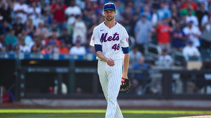 Jun 26, 2021; New York City, New York, USA;  New York Mets pitcher Jacob deGrom (48) at Citi Field.