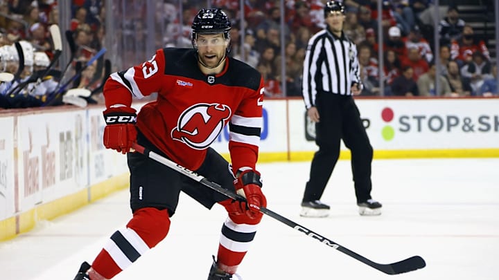 Kurtis MacDermid in the St Louis Blues v New Jersey Devils game