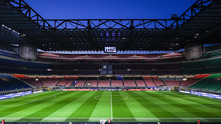 A general view inside the San Siro Stadium...