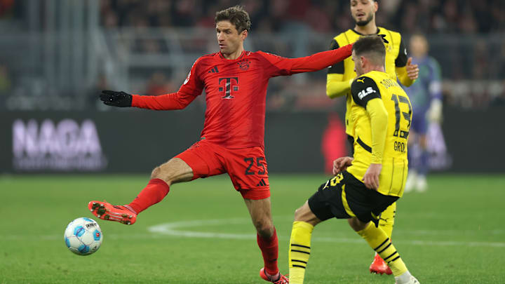 Thomas Müller trifft zum 45. Mal auf den BVB. Thomas Müller trifft zum 45. Mal auf den BVB.
