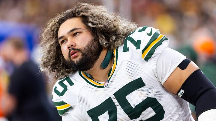 Oct 19, 2025; Glendale, Arizona, USA; Green Bay Packers guard Sean Rhyan (75) against the Arizona Cardinals at State Farm Stadium. Mandatory Credit: Mark J. Rebilas-Imagn Images Oct 19, 2025; Glendale, Arizona, USA; Green Bay Packers guard Sean Rhyan (75) against the Arizona Cardinals at State Farm Stadium. Mandatory Credit: Mark J. Rebilas-Imagn Images