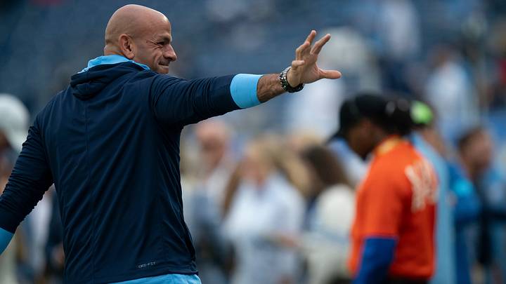 Tennessee coach Robert Saleh waves to a fan before their game against the Houston Texans at Nissan Stadium Sunday, Oct. 11, 2026. Tennessee coach Robert Saleh waves to a fan before their game against the Houston Texans at Nissan Stadium Sunday, Oct. 11, 2026.