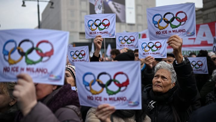 Multiple protests are being held in Milan this week against ICE’s involvement at the 2026 Winter Olympics. Multiple protests are being held in Milan this week against ICE’s involvement at the 2026 Winter Olympics.