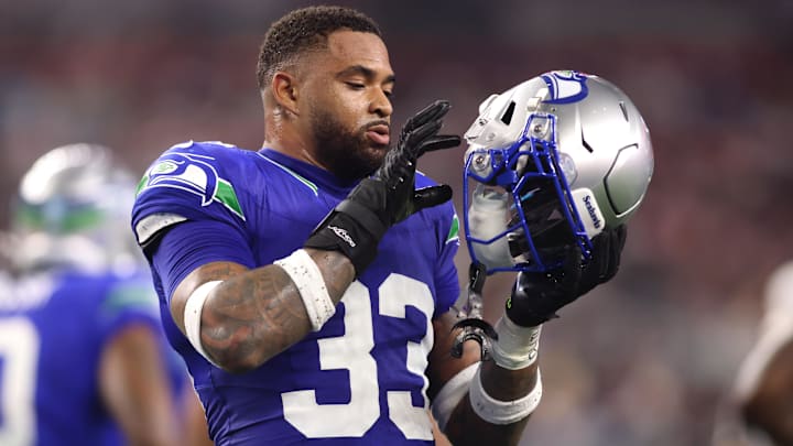 Nov 30, 2023; Arlington, Texas, USA; Seattle Seahawks safety Jamal Adams (33) during the first half