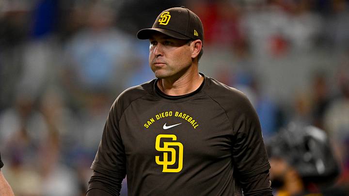 Jun 19, 2026; Arlington, Texas, USA; San Diego Padres manager Craig Stammen walks back to the dugout during the fourth inning against the Texas Rangers at Globe Life Field. Mandatory Credit: Jerome Miron-Imagn Images Jun 19, 2026; Arlington, Texas, USA; San Diego Padres manager Craig Stammen walks back to the dugout during the fourth inning against the Texas Rangers at Globe Life Field. Mandatory Credit: Jerome Miron-Imagn Images