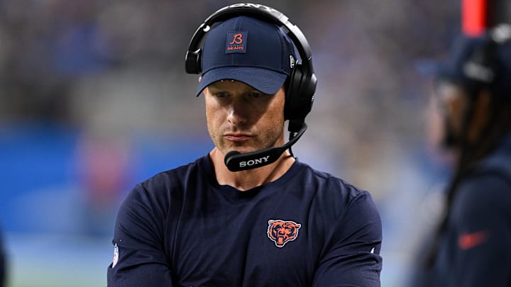 Chicago Bears head coach Ben Johnson looks on during the second half of the game against the Detroit Lions at Ford Field.
