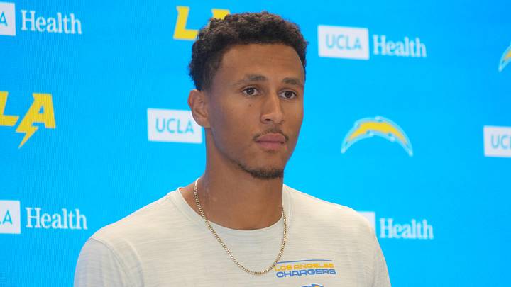 Apr 28, 2025; El Segundo, CA, USA; Los Angeles Chargers cornerback Benjamin St-Juste at press conference at The Bolt. Mandatory Credit: Kirby Lee-Imagn Images Apr 28, 2025; El Segundo, CA, USA; Los Angeles Chargers cornerback Benjamin St-Juste at press conference at The Bolt. Mandatory Credit: Kirby Lee-Imagn Images