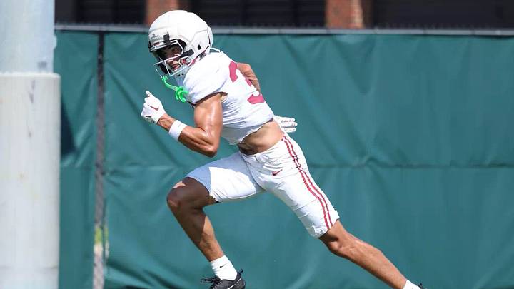 8/11/26 MFB Fall Camp Practice 6 Alabama Wide Receiver Derek Meadows (30) Photo by Kent Gidley