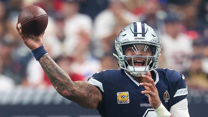 Oct 4, 2026; Houston, Texas, USA;  Dallas Cowboys quarterback Dak Prescott (4) passes against the Houston Texans at Reliant Stadium. Mandatory Credit: Thomas Shea-Imagn Images