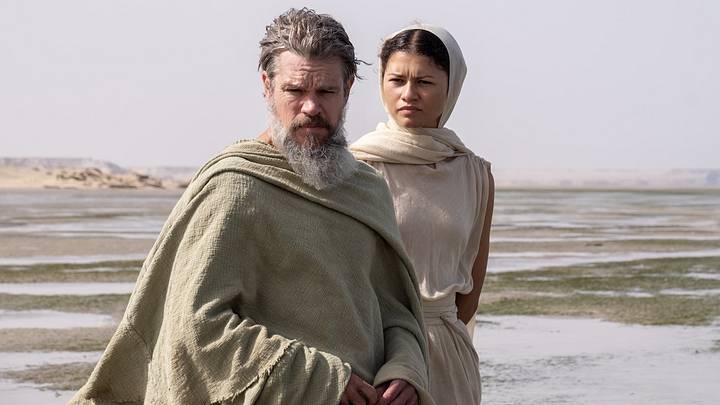 L to R: Matt Damon is Odysseus and Zendaya is Athena in 'The Odyssey.' L to R: Matt Damon is Odysseus and Zendaya is Athena in 'The Odyssey.'