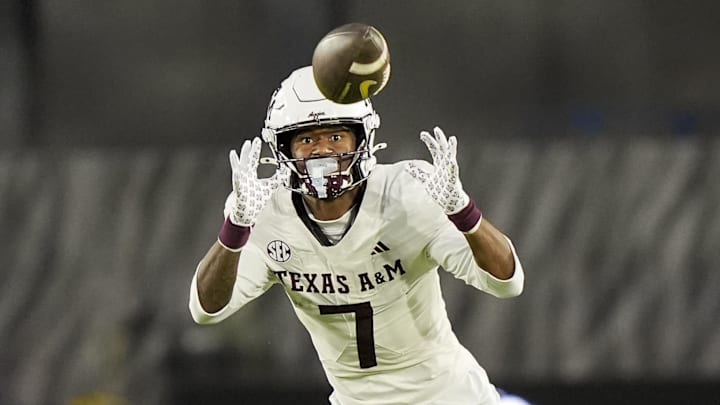 Nov 8, 2025; Columbia, Missouri, USA; Texas A&M Aggies wide receiver KC Concepcion (7) returns a punt during the second half against the Missouri Tigers at Faurot Field at Memorial Stadium. Mandatory Credit: Jay Biggerstaff-Imagn Images Nov 8, 2025; Columbia, Missouri, USA; Texas A&M Aggies wide receiver KC Concepcion (7) returns a punt during the second half against the Missouri Tigers at Faurot Field at Memorial Stadium. Mandatory Credit: Jay Biggerstaff-Imagn Images