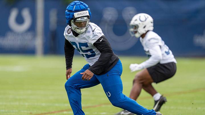 Indianapolis Colts safety A.J. Haulcy (25) drops back during a drill Monday, June 1, 2026, during practice at the Indiana Farm Bureau Football Center. Indianapolis Colts safety A.J. Haulcy (25) drops back during a drill Monday, June 1, 2026, during practice at the Indiana Farm Bureau Football Center.