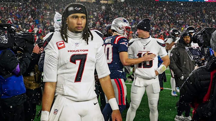 Texans quarterback C.J. Stroud threw four interceptions in the playoff loss to the Patriots.