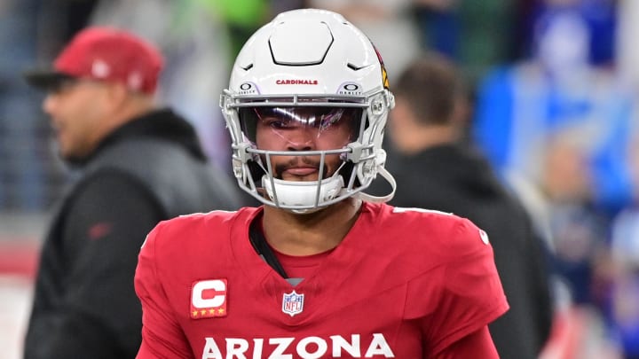 Jan 7, 2024; Glendale, Arizona, USA; Arizona Cardinals quarterback Kyler Murray (1) warms up prior to the game against the Seattle Seahawks at State Farm Stadium. Mandatory Credit: Matt Kartozian-USA TODAY Sports