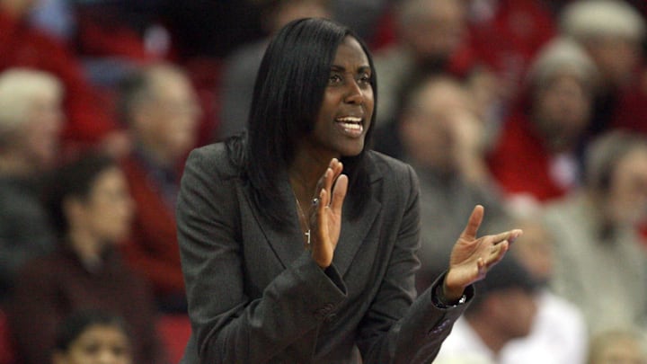 Nov 30, 2011; Madison, WI, USA; Boston College Eagles head coach Sylvia Crawley yells out to her