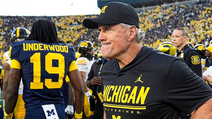 Michigan head coach Kyle Whittingham reacts to 20-19 loss to Iowa at Michigan Stadium in Ann Arbor on Saturday, Sept. 26, 2026. Michigan head coach Kyle Whittingham reacts to 20-19 loss to Iowa at Michigan Stadium in Ann Arbor on Saturday, Sept. 26, 2026.