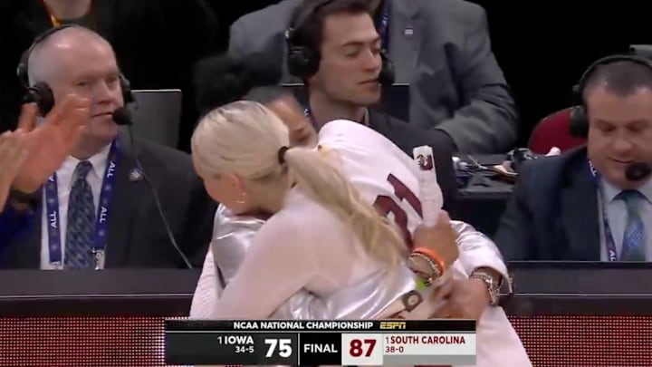 South Carolina coach Dawn Staley hugs forward Chloe Kitts after winning the 2024 national title. South Carolina coach Dawn Staley hugs forward Chloe Kitts after winning the 2024 national title.