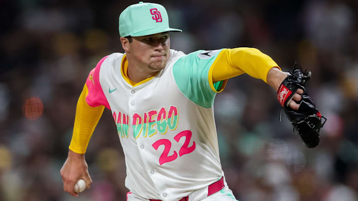 Aug 1, 2025; San Diego, California, USA; San Diego Padres pitcher Mason Miller (22) pitches during the eighth inning against the St. Louis Cardinals at Petco Park. Mandatory Credit: Chadd Cady-Imagn Images Aug 1, 2025; San Diego, California, USA; San Diego Padres pitcher Mason Miller (22) pitches during the eighth inning against the St. Louis Cardinals at Petco Park. Mandatory Credit: Chadd Cady-Imagn Images