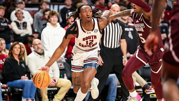 South Carolina basketball wing Zach Davis against Mississippi State