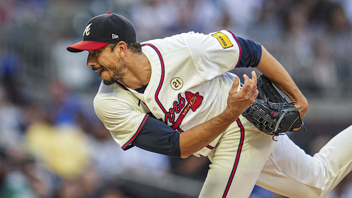 Atlanta Braves starting pitcher Charlie Morton Atlanta Braves starting pitcher Charlie Morton