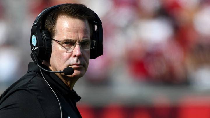 Sep 19, 2026; Bloomington, Indiana, USA; Indiana Hoosiers head coach Curt Cignetti looks on against the Western Kentucky Hilltoppers during the first half at Merchants Bank Field at Memorial Stadium. Mandatory Credit: Robert Goddin-Imagn Images