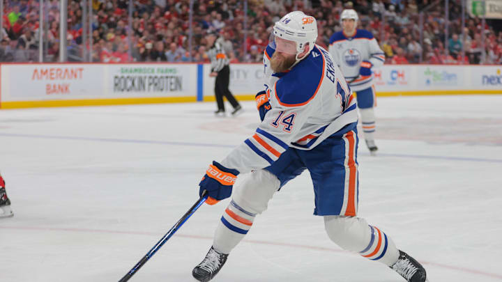 Edmonton Oilers defenseman Mattias Ekholm (14) 