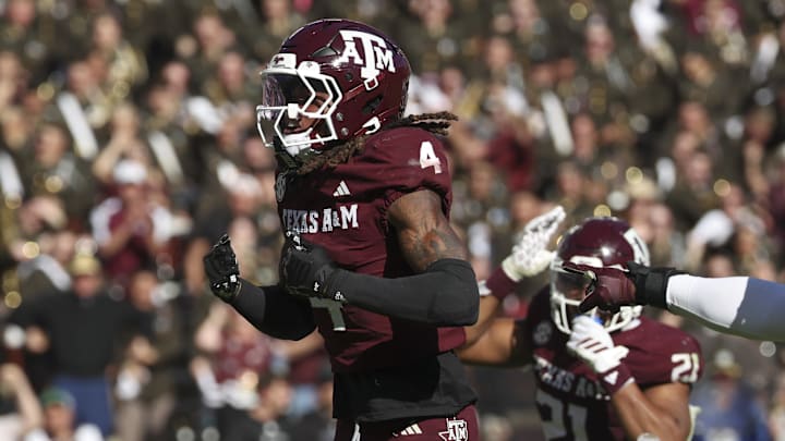 Texas A&M Aggies cornerback Will Lee III reacts after making a play during the fourth quarter against the South Carolina Gamecocks.