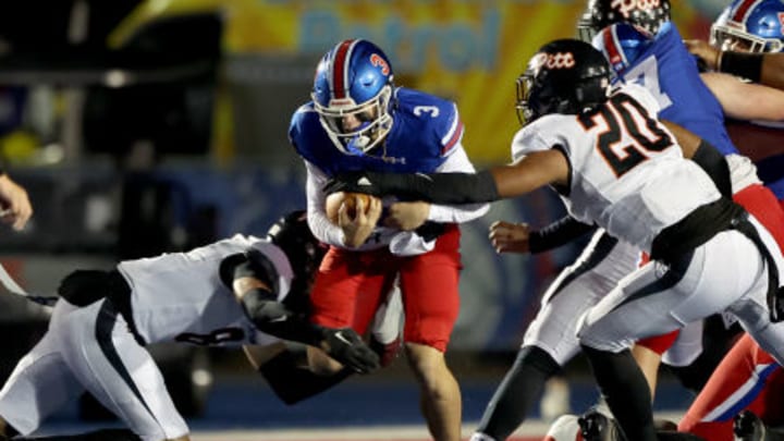 Pittsburg got its arms around Ryder Lyons plenty in Folsom's 28-25 CIF Northern California Division 1-A championship last year, but ultimately the Josh Allen-type play maker did enough, scoring four touchdowns and accounting for more than 300 yards. The two teams battle in Pittsburg Friday for the CIF D1-AA NorCal title. 