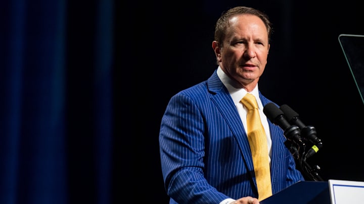 Louisiana Gov. Jeff Landry speaks during the Tennessee Republican Party's Statesmen's Dinner at Music City Center in Nashville, Tenn., Saturday, June 15, 2024.