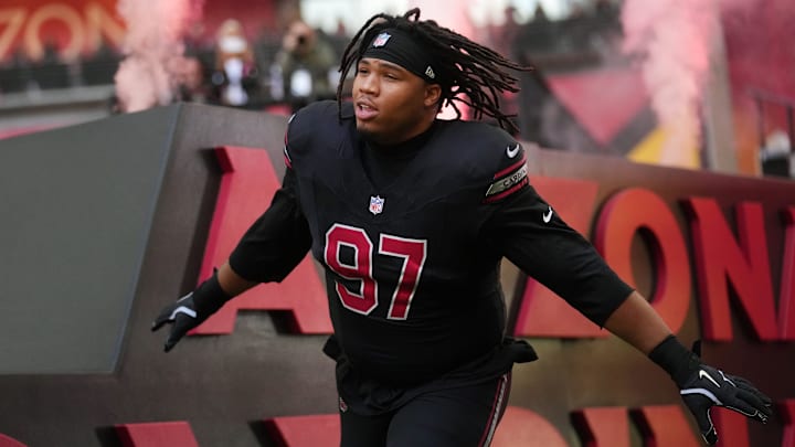 Arizona Cardinals defensive lineman Walter Nolen III (97) is introduced before their game against the San Francisco 49ers at State Farm Stadium in Glendale on Nov. 16, 2025.