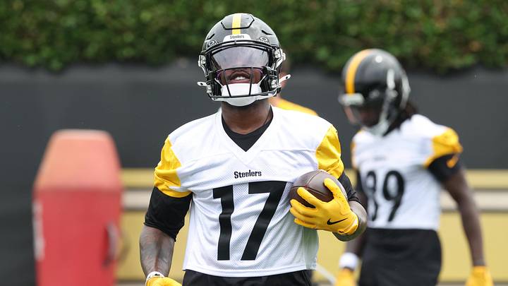 Jun 9, 2026; Pittsburgh, PA, USA; Pittsburgh Steelers wide receiver Germie Bernard (17) participates in drills during Minicamp at UPMC Rooney Sports Complex. Mandatory Credit: Charles LeClaire-Imagn Images Jun 9, 2026; Pittsburgh, PA, USA; Pittsburgh Steelers wide receiver Germie Bernard (17) participates in drills during Minicamp at UPMC Rooney Sports Complex. Mandatory Credit: Charles LeClaire-Imagn Images