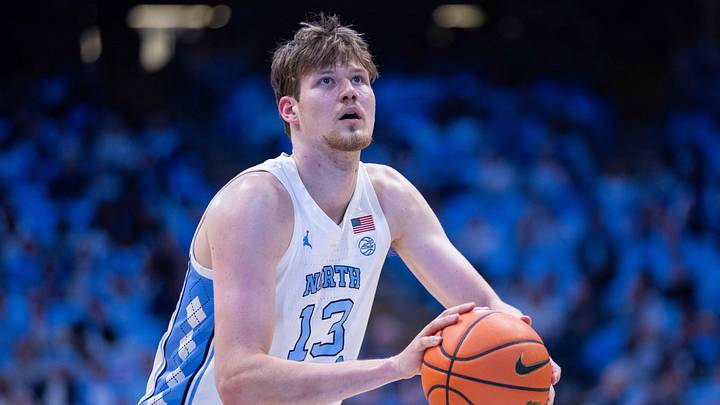 Nov 14, 2025; Chapel Hill, North Carolina, USA; North Carolina Tar Heels center Henri Veesaar (13) lines up for a free throw against the North Carolina Central Eagles in the second half at Dean E. Smith Center. Mandatory Credit: Scott Kinser-Imagn Images Nov 14, 2025; Chapel Hill, North Carolina, USA; North Carolina Tar Heels center Henri Veesaar (13) lines up for a free throw against the North Carolina Central Eagles in the second half at Dean E. Smith Center. Mandatory Credit: Scott Kinser-Imagn Images