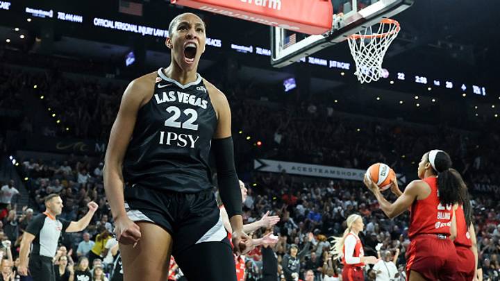 A’ja Wilson showed up big for the Aces as they eliminated the Fever in Game 3 to advance to the WNBA semifinals. A’ja Wilson showed up big for the Aces as they eliminated the Fever in Game 3 to advance to the WNBA semifinals.