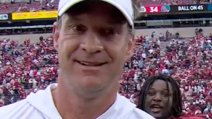 Kiffin exchanged words with Oklahoma defensive lineman David Stone after the Rebels' win Saturday. 