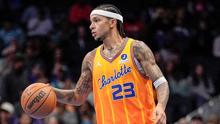 Nov 15, 2025; Charlotte, North Carolina, USA; Charlotte Hornets guard Tre Mann (23) brings the ball up court against the Oklahoma City Thunder during the first half at Spectrum Center. Mandatory Credit: Jim Dedmon-Imagn Images Nov 15, 2025; Charlotte, North Carolina, USA; Charlotte Hornets guard Tre Mann (23) brings the ball up court against the Oklahoma City Thunder during the first half at Spectrum Center. Mandatory Credit: Jim Dedmon-Imagn Images