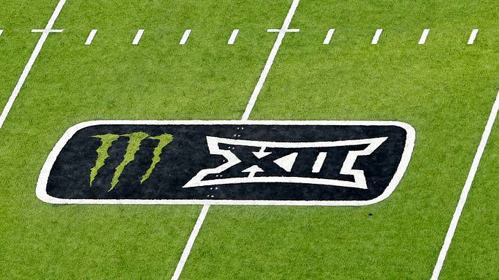 Sep 5, 2026; Lubbock, Texas, USA; A detailed view of the Monster Energy Big 12 logo on the field at Galaxy Stadium during half-time of the game between the Texas Tech Red Raiders and the Abilene Christian Wildcats. Mandatory Credit: Michael C. Johnson-Imagn Images Sep 5, 2026; Lubbock, Texas, USA; A detailed view of the Monster Energy Big 12 logo on the field at Galaxy Stadium during half-time of the game between the Texas Tech Red Raiders and the Abilene Christian Wildcats. Mandatory Credit: Michael C. Johnson-Imagn Images