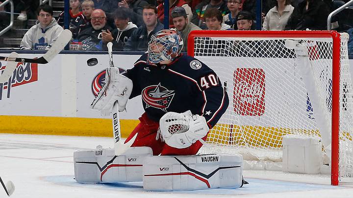 Columbus Blue Jackets goalie Danill Tarasov (40) makes a blocker save against the Toronto Maple Leafs during the second period at Nationwide Arena. Credit: Russell LaBounty-USA TODAY Sports Columbus Blue Jackets goalie Danill Tarasov (40) makes a blocker save against the Toronto Maple Leafs during the second period at Nationwide Arena. Credit: Russell LaBounty-USA TODAY Sports