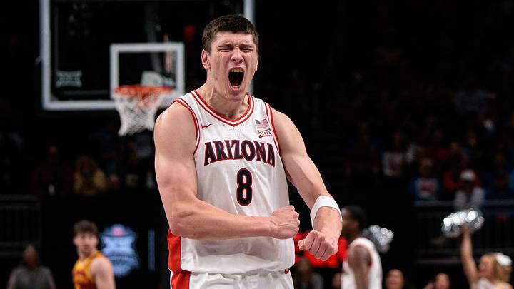 Mar 13, 2026; Kansas City, MO, USA; Arizona Wildcats forward Ivan Kharchenkov (8).