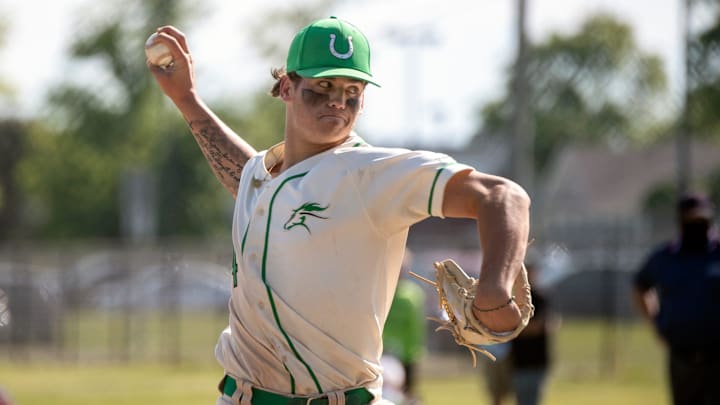 Mainland's Chase Petty (4) pitches against Cherokee.