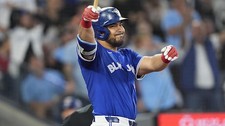 Sep 25, 2025; Toronto, Ontario, CAN; Toronto Blue Jays left fielder Anthony Santander (25) reacts after hitting a foul ball with base loaded against the Boston Red Sox during the third inning at Rogers Centre. Mandatory Credit: John E. Sokolowski-Imagn Images Sep 25, 2025; Toronto, Ontario, CAN; Toronto Blue Jays left fielder Anthony Santander (25) reacts after hitting a foul ball with base loaded against the Boston Red Sox during the third inning at Rogers Centre. Mandatory Credit: John E. Sokolowski-Imagn Images