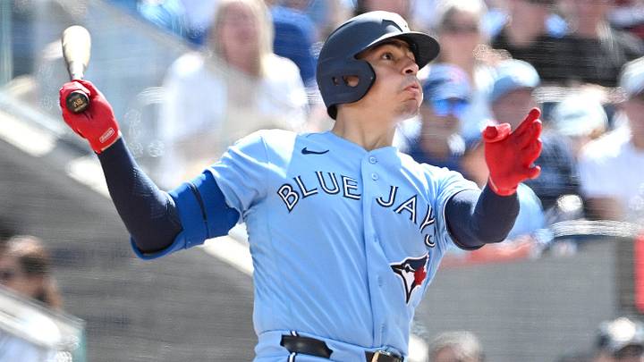 Jun 7, 2026; Toronto, Ontario, CAN; Toronto Blue Jays catcher Brandon Valenzuela (59) hits a solo home run against the Baltimore Orioles in the eighth inning at Rogers Centre. Mandatory Credit: Dan Hamilton-Imagn Images Jun 7, 2026; Toronto, Ontario, CAN; Toronto Blue Jays catcher Brandon Valenzuela (59) hits a solo home run against the Baltimore Orioles in the eighth inning at Rogers Centre. Mandatory Credit: Dan Hamilton-Imagn Images