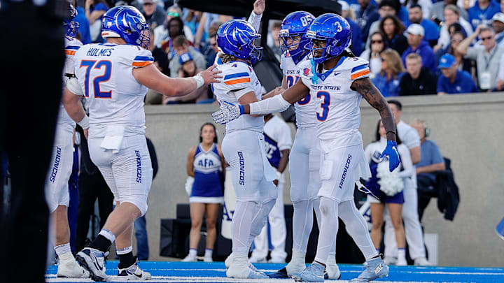 Boise State players celebrate. 